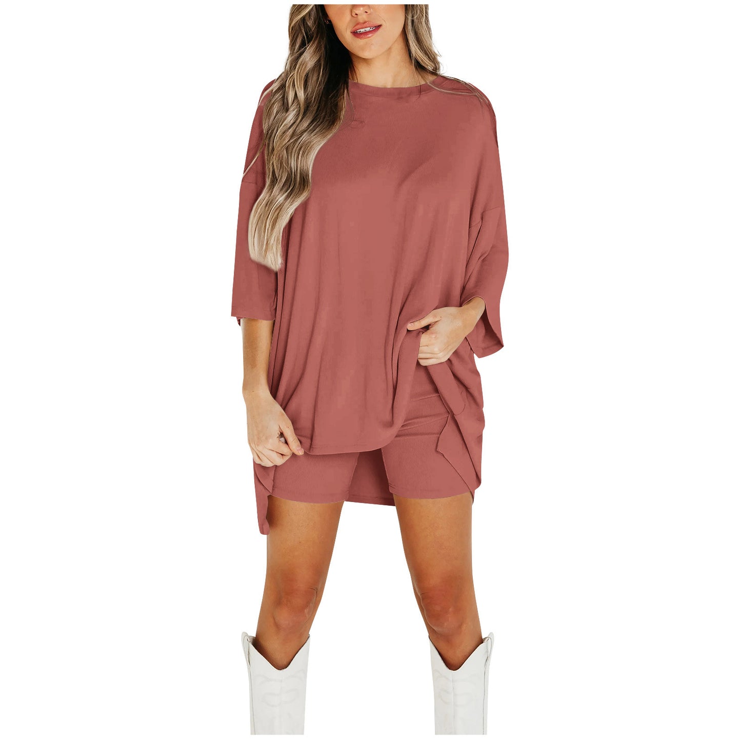 Summer Shorts Suit Loose Tee & Slim Pants Women