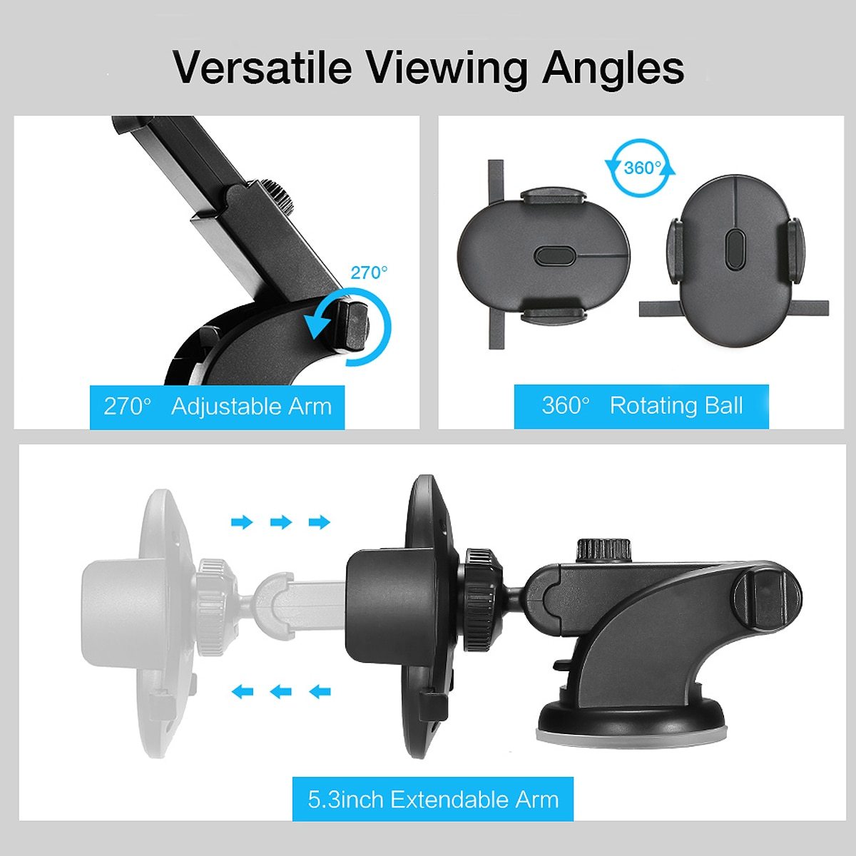 Telescopic Car Phone Holder with Suction Cup Mount