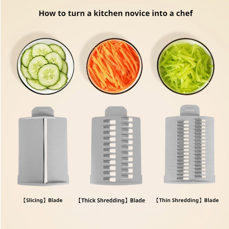 White Kitchen Vegetable Slicer – Manual Food Prep Tool with Stainless Steel Blades
