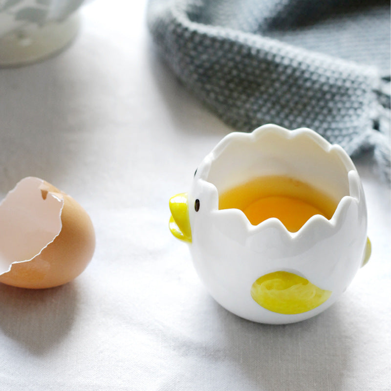Cute Chicken Ceramic Egg Separator Practical Kitchen Accessory