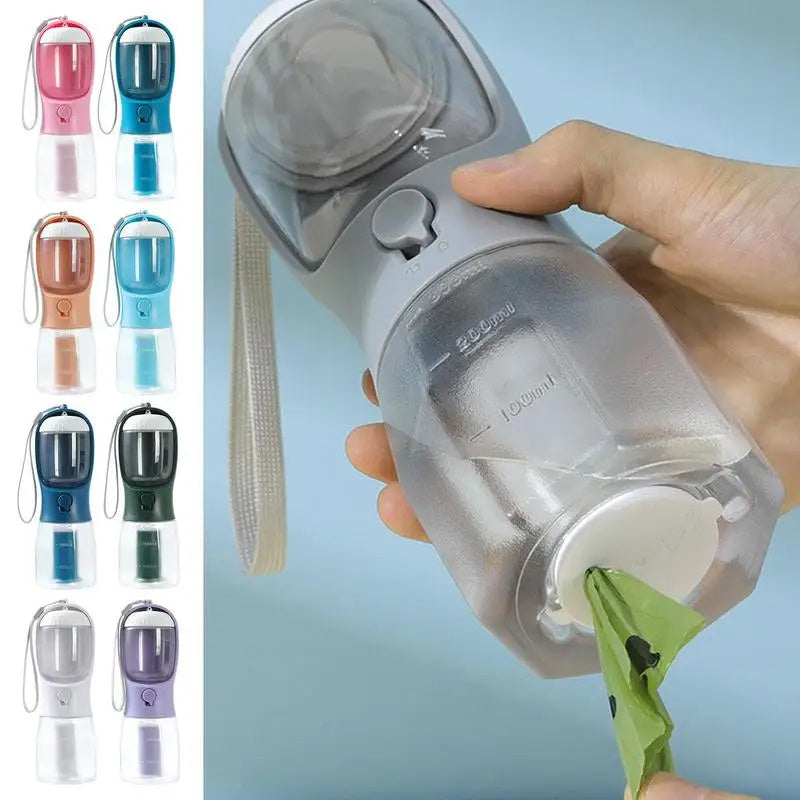 3-in-1 Portable Dog Water Bottle with Food & Waste Bag