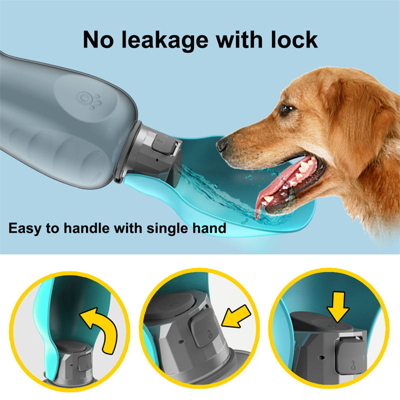 800ml Portable Leakproof Dog Water Bottle with Bow