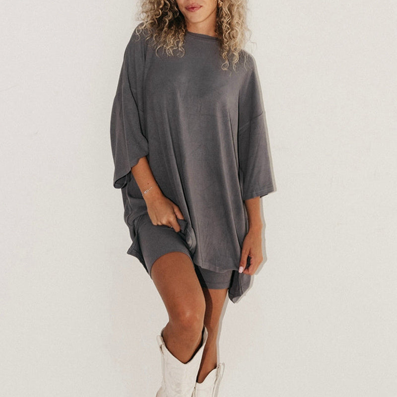 Summer Shorts Suit Loose Tee & Slim Pants Women