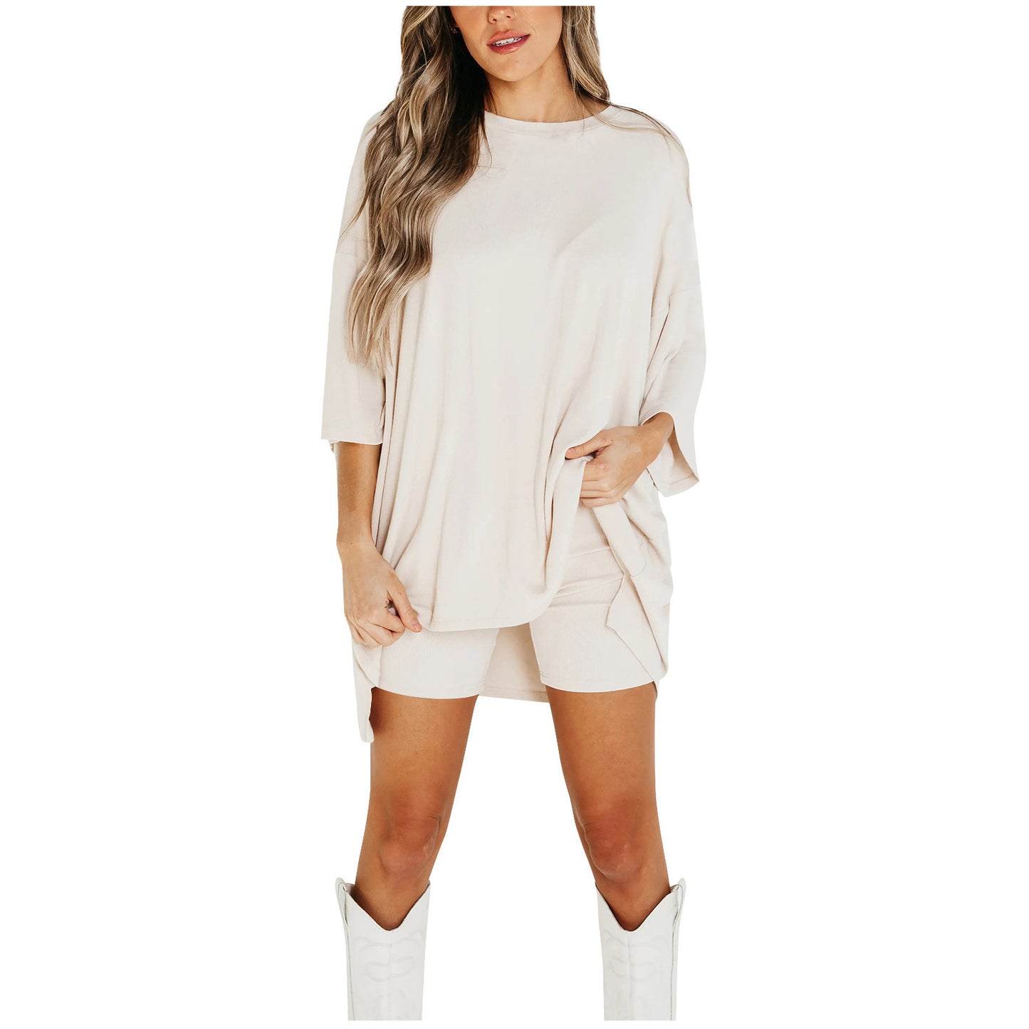 Summer Shorts Suit Loose Tee & Slim Pants Women