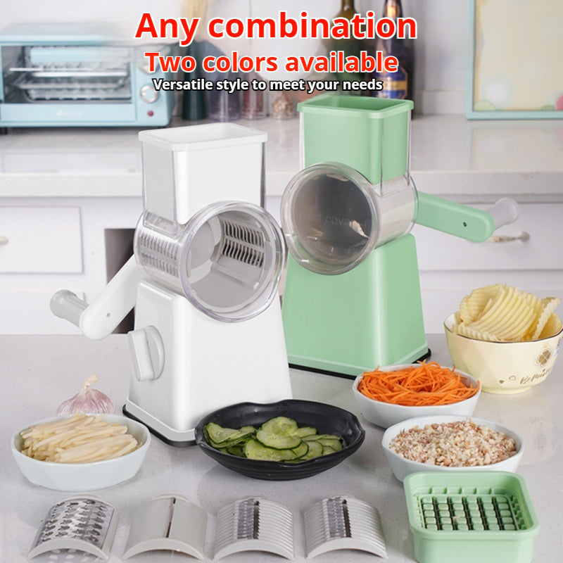 White Kitchen Vegetable Slicer – Manual Food Prep Tool with Stainless Steel Blades