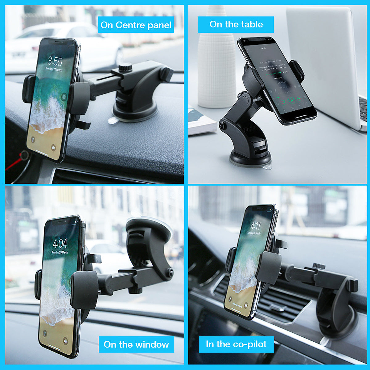 Telescopic Car Phone Holder with Suction Cup Mount