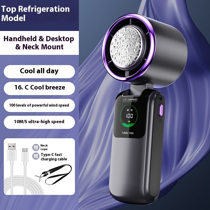 New Ice Pack High-Speed Handheld Electric Folding Mini Fan