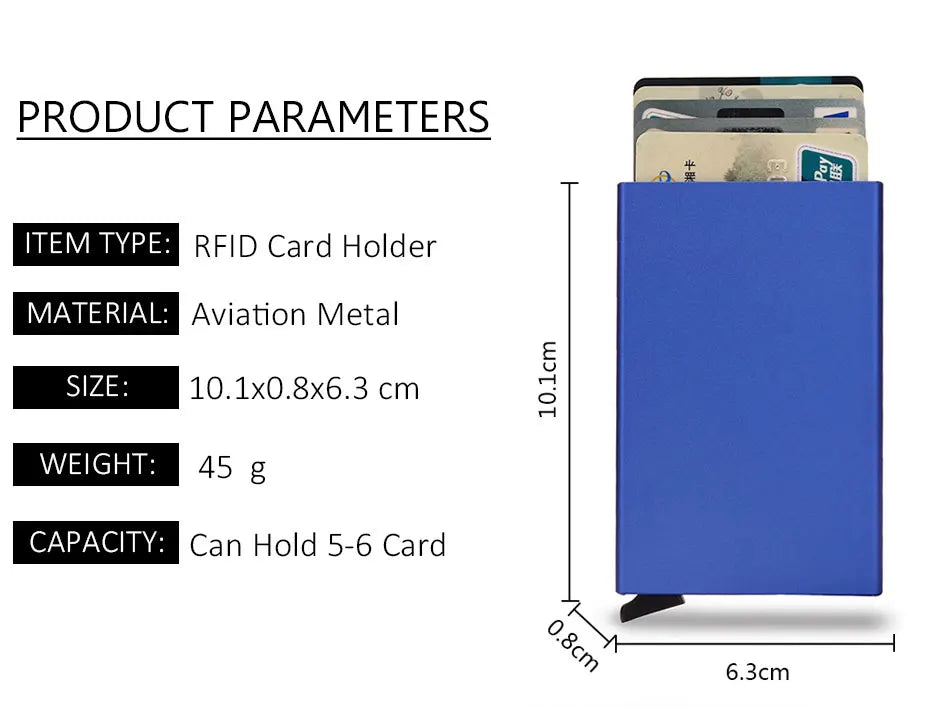 RFID Smart Wallet – Slim Metal Pop-Up Card Holder