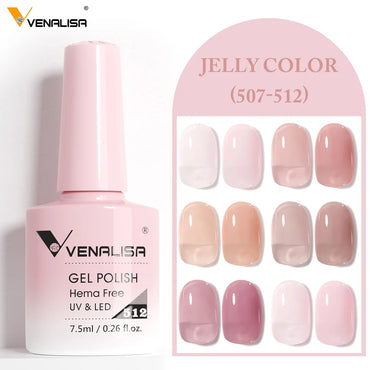 Venalisa Color Nail Gel Polish Kit Jelly Pink Semi-transparent HEMA FREE Self Leveling Nude Natural Pink Nail Manicure Set