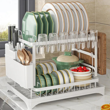 Stainless Steel Dish Rack | Hygienic & Residue-Free Drying | Premium Carbon Steel Construction | Space-Saving Kitchen Organizer