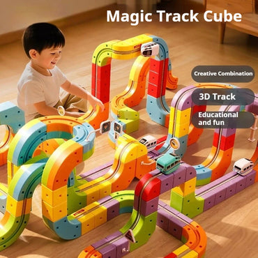New Children'S Educational Electric Magnetic Levitation Train Track Cube 3d Boy Diy Magnetic Assembly Toys Train Car Xmas Gifts