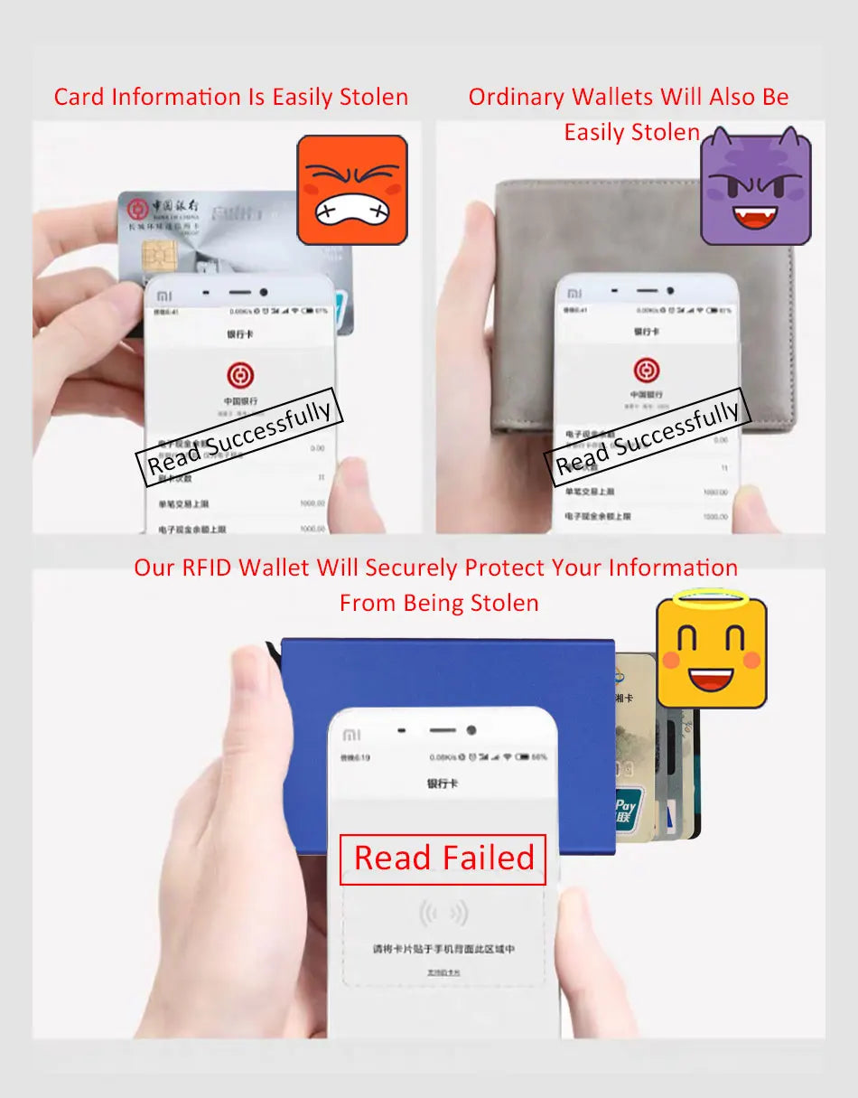RFID Smart Wallet – Slim Metal Pop-Up Card Holder