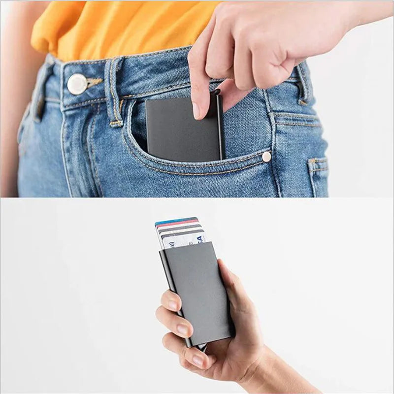 RFID Smart Wallet – Slim Metal Pop-Up Card Holder