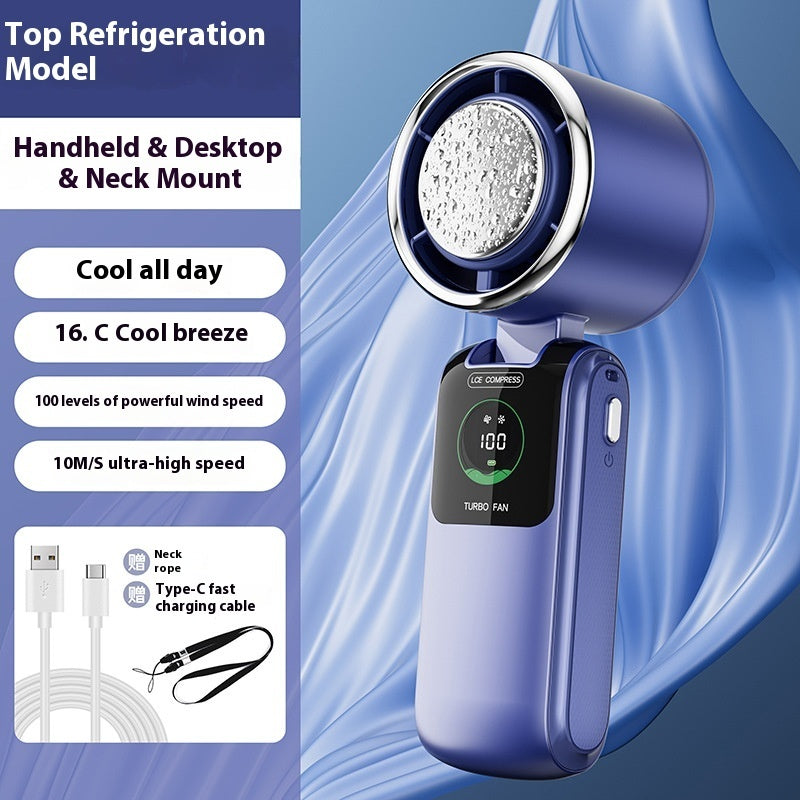 New Ice Pack High-Speed Handheld Electric Folding Mini Fan