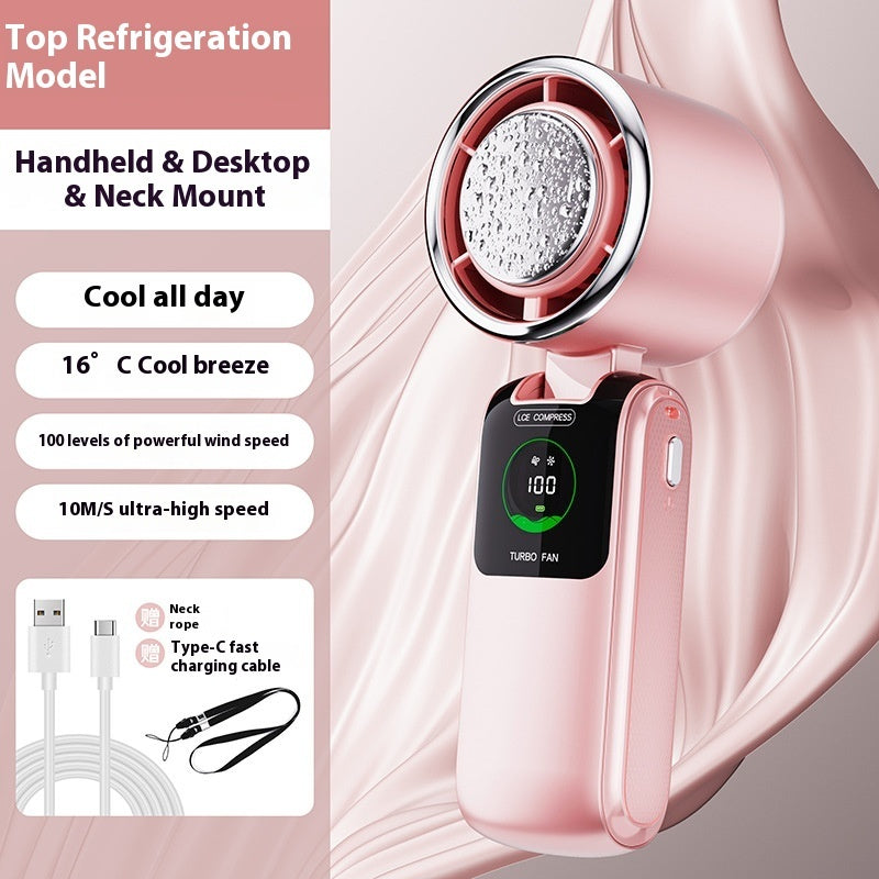 New Ice Pack High-Speed Handheld Electric Folding Mini Fan