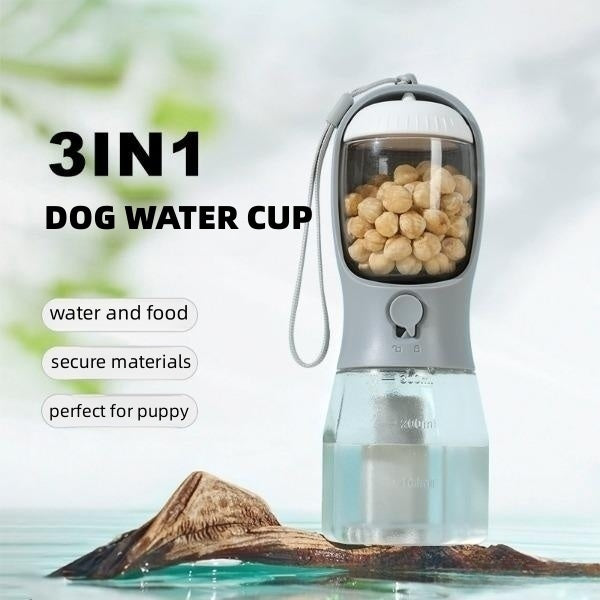 3-in-1 Portable Dog Water Bottle with Food & Waste Bag
