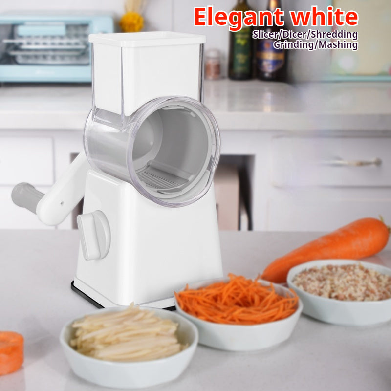 White Kitchen Vegetable Slicer – Manual Food Prep Tool with Stainless Steel Blades