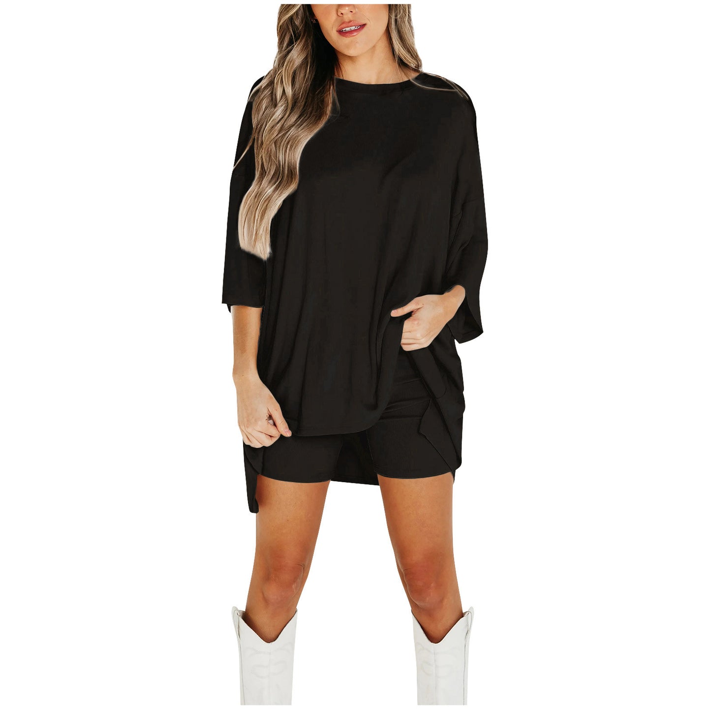 Summer Shorts Suit Loose Tee & Slim Pants Women