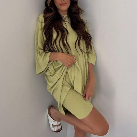 Summer Shorts Suit  Loose Tee & Slim Pants Women