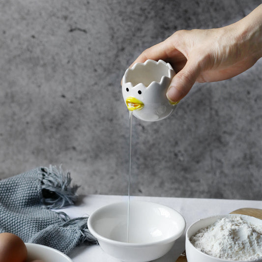 Cute Chicken Ceramic Egg Separator Practical Kitchen Accessory