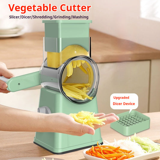 White Kitchen Vegetable Slicer – Manual Food Prep Tool with Stainless Steel Blades