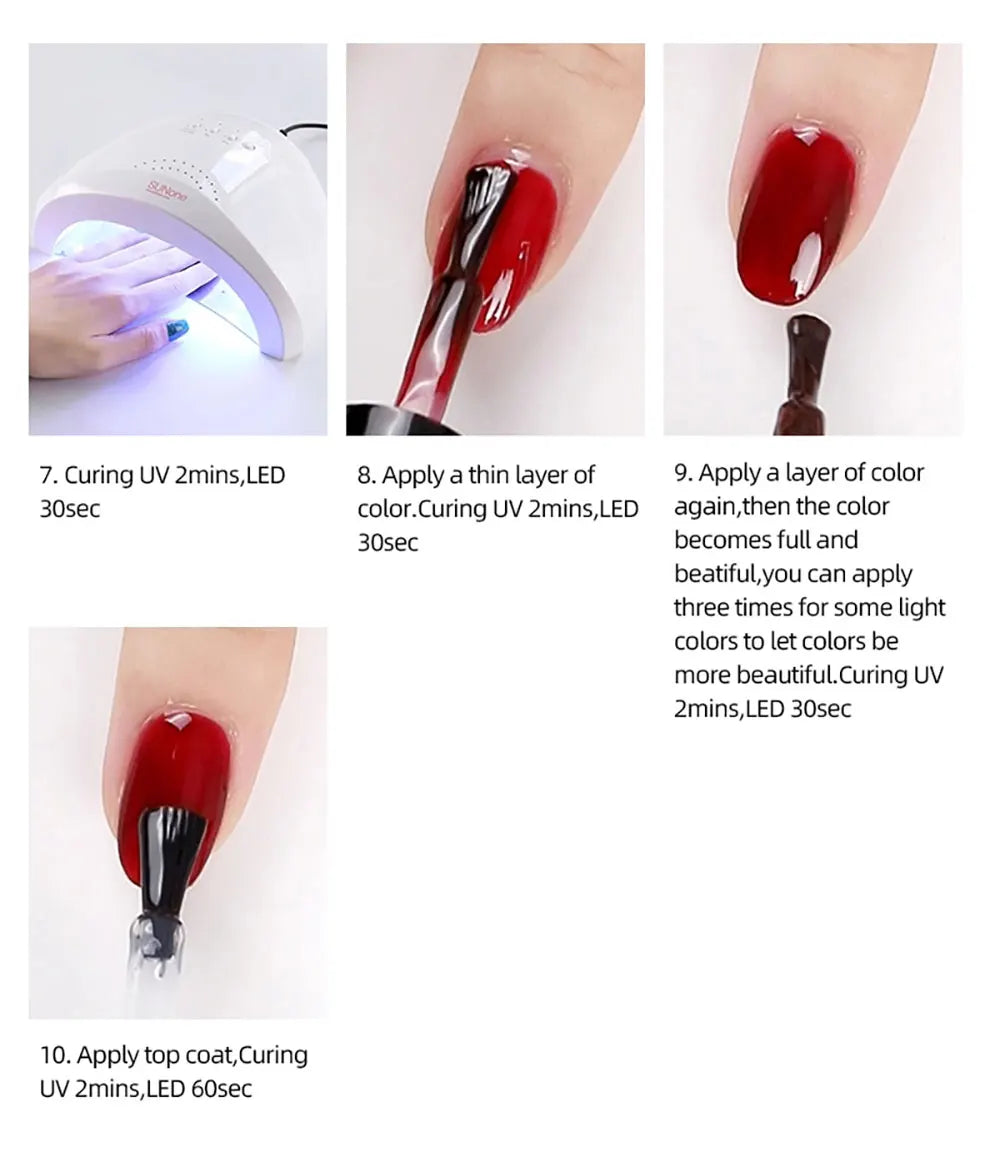 Vendeeni 6 Colors Magnetic Cat Eye Gel Nail Polish Set Pink UV LED Soak Off Gel Varnish Crystal Cat Eye Gel Lacquer With Display