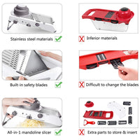 LMETJMA 18 Types Adjustable Mandoline Slicer Stainless Steel Vegetable Julienner Grater Onion Potato Slicer Cutter KC0326