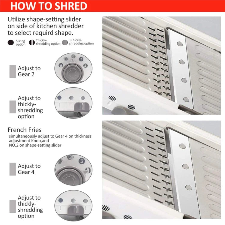 LMETJMA 18 Types Adjustable Mandoline Slicer Stainless Steel Vegetable Julienner Grater Onion Potato Slicer Cutter KC0326