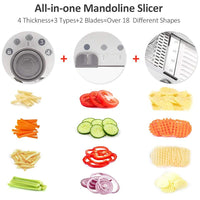 LMETJMA 18 Types Adjustable Mandoline Slicer Stainless Steel Vegetable Julienner Grater Onion Potato Slicer Cutter KC0326