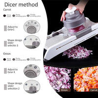 LMETJMA 18 Types Adjustable Mandoline Slicer Stainless Steel Vegetable Julienner Grater Onion Potato Slicer Cutter KC0326