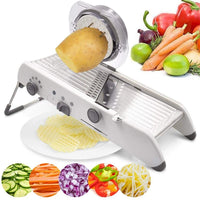 LMETJMA 18 Types Adjustable Mandoline Slicer Stainless Steel Vegetable Julienner Grater Onion Potato Slicer Cutter KC0326