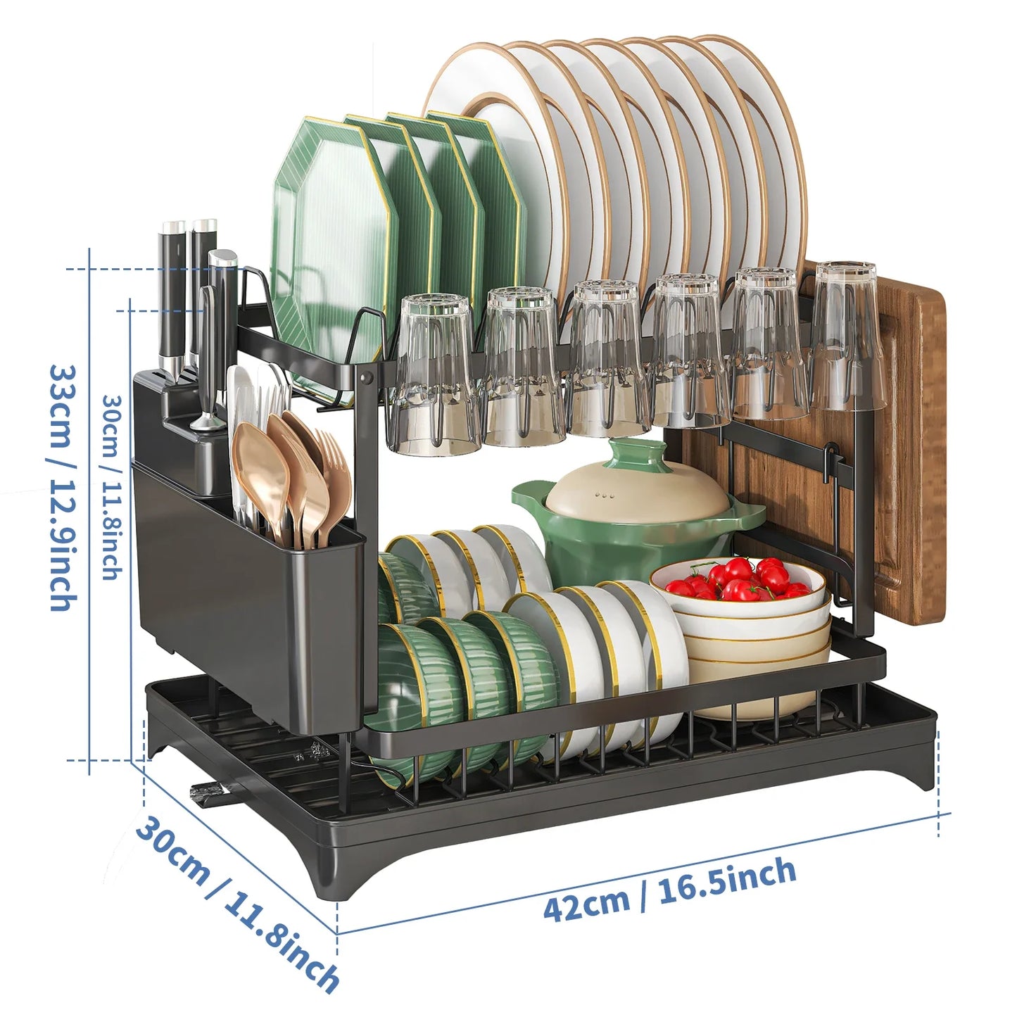 Stainless Steel Dish Rack | Hygienic & Residue-Free Drying | Premium Carbon Steel Construction | Space-Saving Kitchen Organizer