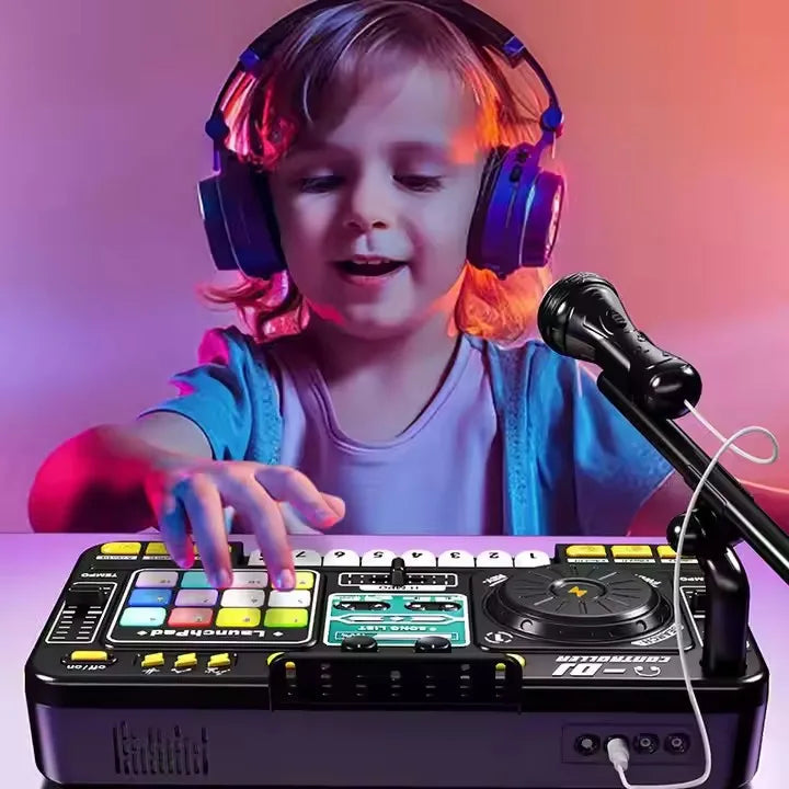 Kids Simulation DJ Mixer Controller Toys Multifunctional Music Effects Electronic Learning Game Birthday Gift for Children