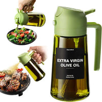 470ml Oil Sprayer for Cooking 2-in-1 Olive Oil Dispenser Thick Glass Bottle