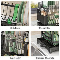 Stainless Steel Dish Rack | Hygienic & Residue-Free Drying | Premium Carbon Steel Construction | Space-Saving Kitchen Organizer