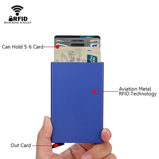RFID Smart Wallet – Slim Metal Pop-Up Card Holder
