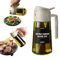 470ml Oil Sprayer for Cooking 2-in-1 Olive Oil Dispenser Thick Glass Bottle