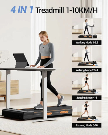 Walking Pad with Incline 10%-15%, 8-10 km/h Treadmill for Home with Incline and Low Noise Motor, Treadmill Desk Max. Support 136