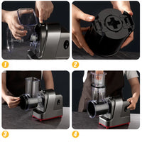 LMETJMA 250W 5 in 1 Electric Vegetable Slicer Shredder Automatic Salad Shooter Machine Cheese Grater Carrot Cabbage Cutter JT253