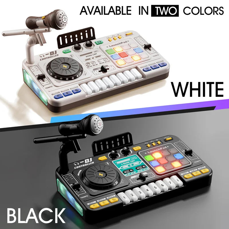 Kids Simulation DJ Mixer Controller Toys Multifunctional Music Effects Electronic Learning Game Birthday Gift for Children