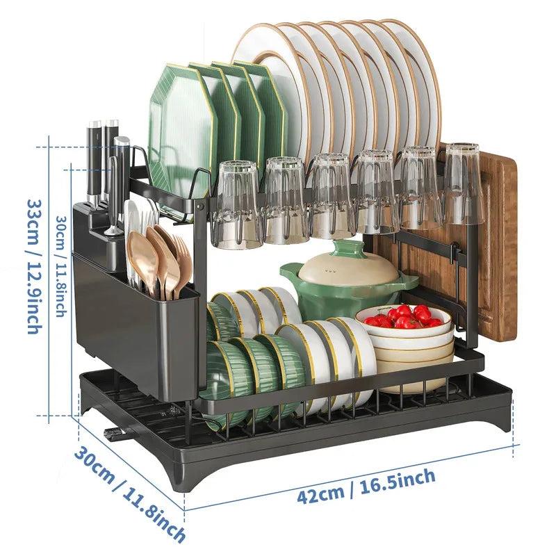 Stainless Steel Dish Rack | Hygienic & Residue-Free Drying | Premium Carbon Steel Construction | Space-Saving Kitchen Organizer