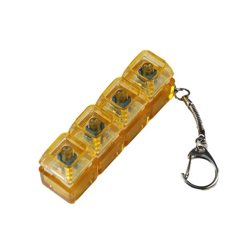 4 Keys Keyboard Fidget Toy Keychain Stress Relief Clicker Fidget Keyboard with LED, Squeeze Toy Crystal Transparent Bag Charm
