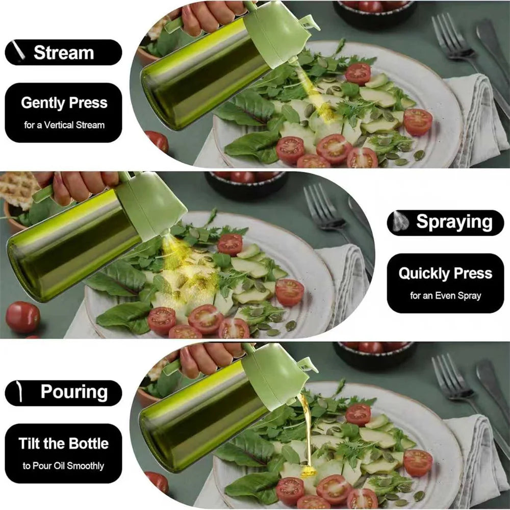 470ml Oil Sprayer for Cooking 2-in-1 Olive Oil Dispenser Thick Glass Bottle