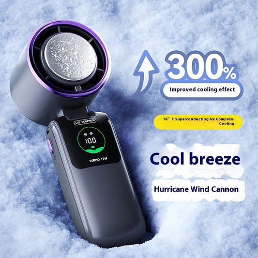 New Ice Pack High-Speed Handheld Electric Folding Mini Fan