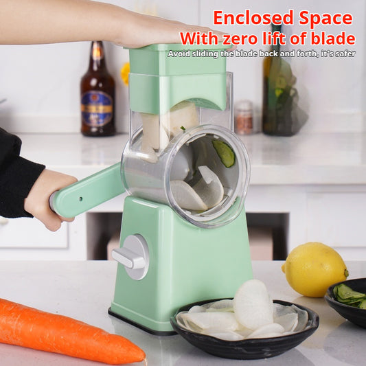 White Kitchen Vegetable Slicer – Manual Food Prep Tool with Stainless Steel Blades